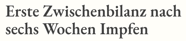 Erste Zwischenbilanz nach sechs Wochen Impfen Erste Zwischenbilanz nach sechs Wochen Impfen